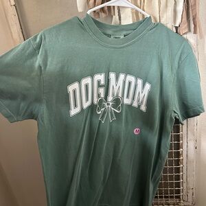 Comfort Colors Sage Green DOG MOM Tee with Bow Graphic